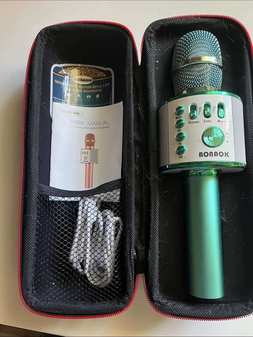 Green Wireless Karaoke Microphone with Built-in Speaker